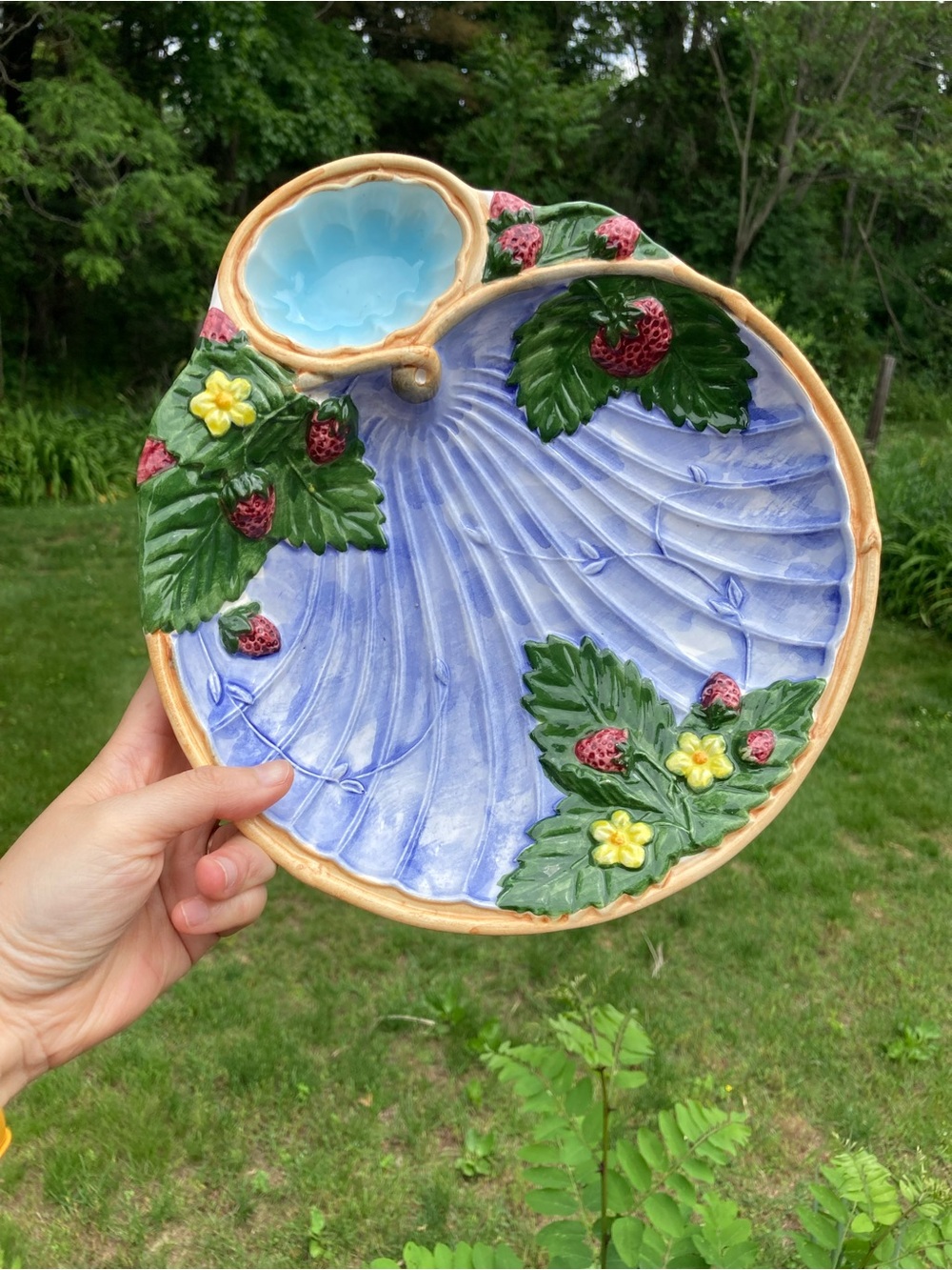 Vintage Reproduction of Antique Minton Majolica Victorian Strawberry Plate